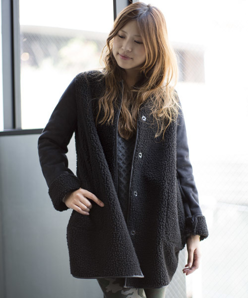 gaga24  美品 ナノユニバース＊フェイクムートンチェスターコート gaga24様専用 美品 ナノユニバース＊フェイクムートンチェスターコート