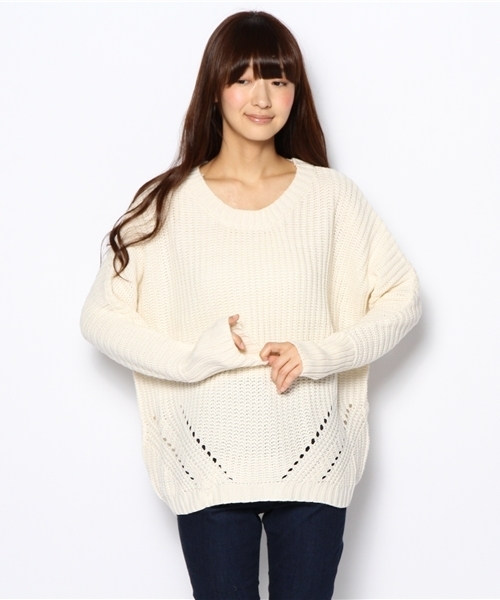 one after another NICE CLAUP（ワンアフターアナザーナイスクラップ）の「【ナイスクラップ】噴水プルオーバー（ニット/セーター・レディース・ブラック/ホワイト系その他/アイボリー・FREE）」の6枚目の写真