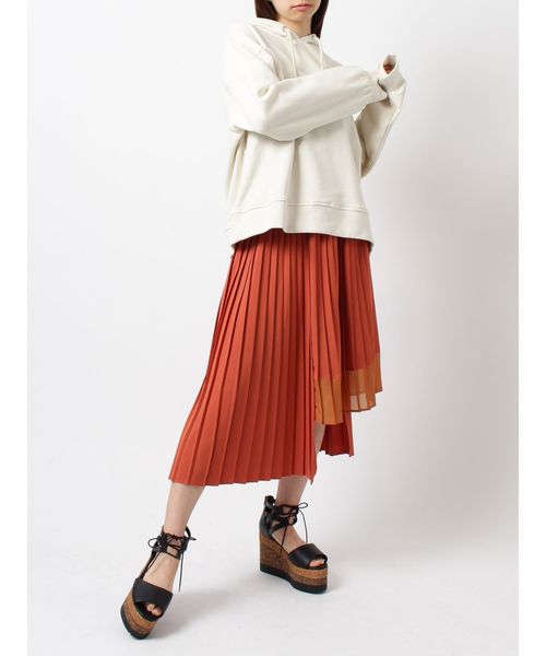 EVRIS（エヴリス）の「ステップヘムプリーツミディスカート（スカート・レディース・オレンジ/ブラック・MEDIUM/SMALL）」の7枚目の写真