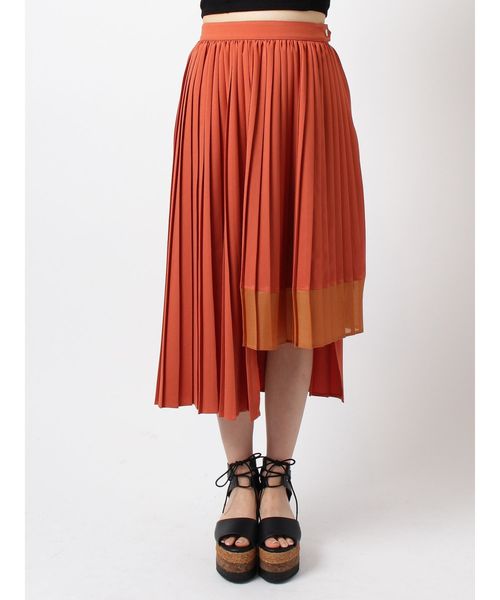 EVRIS（エヴリス）の「ステップヘムプリーツミディスカート（スカート・レディース・オレンジ/ブラック・MEDIUM/SMALL）」の8枚目の写真