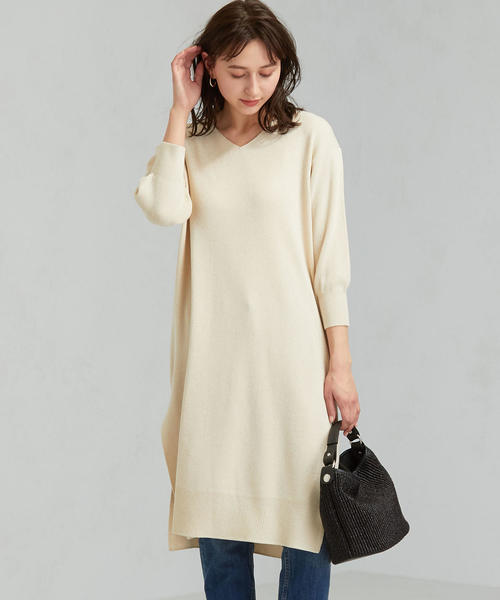 Green Label Relaxing グリーンレーベルリラクシング の 手洗い可能 Cfc ソウバリ Vネック ニット ワンピース ワンピース Wear