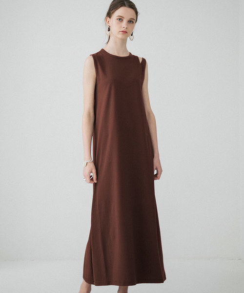 PUBLIC TOKYO(パブリックトウキョウ)の「スリットノースリマキシワンピース(ワンピース・レディース・グリーン/ブラウン/ピンク/ダークブラウン・FREE)」の2枚目の写真