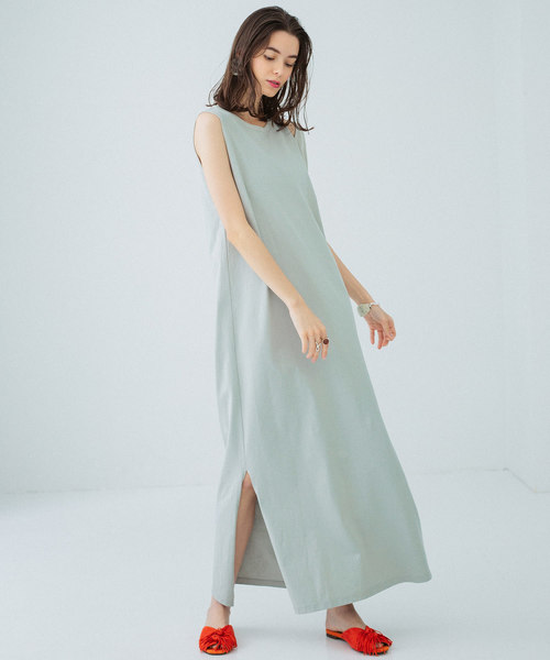 PUBLIC TOKYO(パブリックトウキョウ)の「スリットノースリマキシワンピース(ワンピース・レディース・グリーン/ブラウン/ピンク/ダークブラウン・FREE)」の14枚目の写真