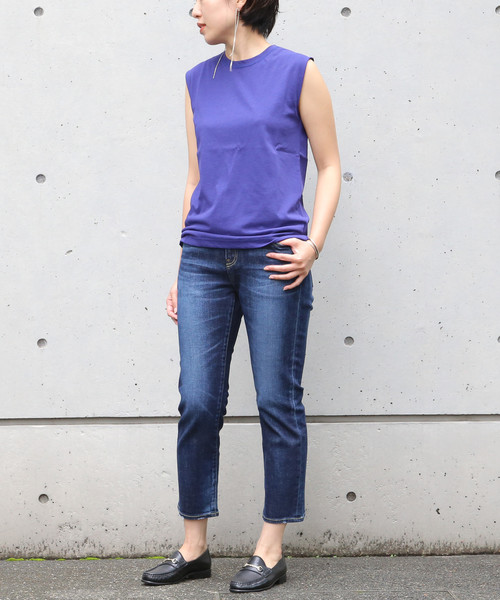 Liesse(リエス)の「コットンノースリーブ(Tシャツ/カットソー・レディース・チャコールグレー/ベージュ/パープル・FREE)」の6枚目の写真