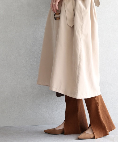 reca(レカ)の「タック入りフロントスリットリブフレアパンツ(その他パンツ・レディース・ブラック/ブラウン/カーキ/モカ/キャメル/ベージュ・FREE)」の6枚目の写真