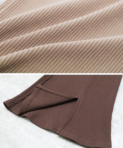 reca(レカ)の「タック入りフロントスリットリブフレアパンツ(その他パンツ・レディース・ブラック/ブラウン/カーキ/モカ/キャメル/ベージュ・FREE)」の15枚目の写真