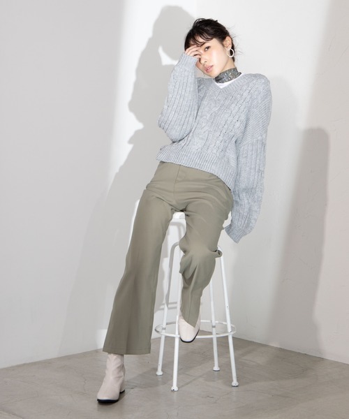 WEGO(ウィゴー)の「WEGO/フェイクスエードカラーパンツ(スラックス・レディース・グリーン/ライトベージュ/パープル/サックスブルー/イエロー/ダークブラウン/ブラック・FREE)」の21枚目の写真