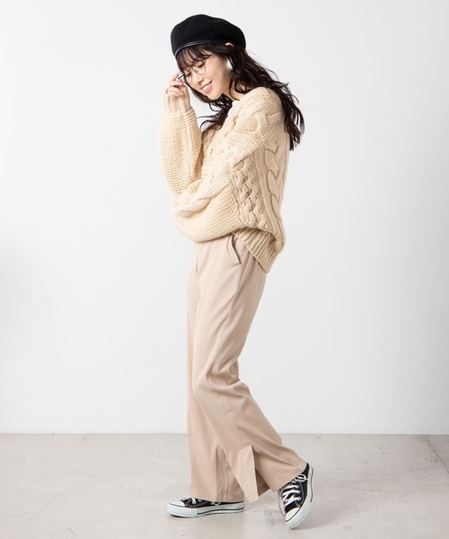 WEGO(ウィゴー)の「WEGO/フェイクスエードカラーパンツ(スラックス・レディース・グリーン/ライトベージュ/パープル/サックスブルー/イエロー/ダークブラウン/ブラック・FREE)」の19枚目の写真