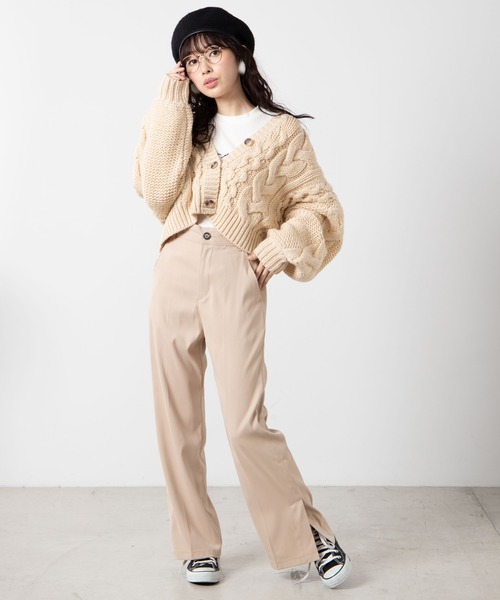 WEGO(ウィゴー)の「WEGO/フェイクスエードカラーパンツ(スラックス・レディース・グリーン/ライトベージュ/パープル/サックスブルー/イエロー/ダークブラウン/ブラック・FREE)」の13枚目の写真