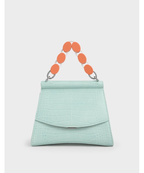 CHARLES & KEITH（チャールズ & キース）の「アクリルハンドル スカルプチャーバッグ / Acrylic Handle Sculptural Bag（ハンドバッグ・レディース・ブラック/グレー/マルチ/ブルー系その他2・S）」の3枚目の写真