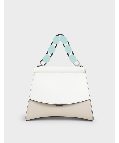 CHARLES & KEITH（チャールズ & キース）の「アクリルハンドル スカルプチャーバッグ / Acrylic Handle Sculptural Bag（ハンドバッグ・レディース・ブラック/グレー/マルチ/ブルー系その他2・S）」の4枚目の写真