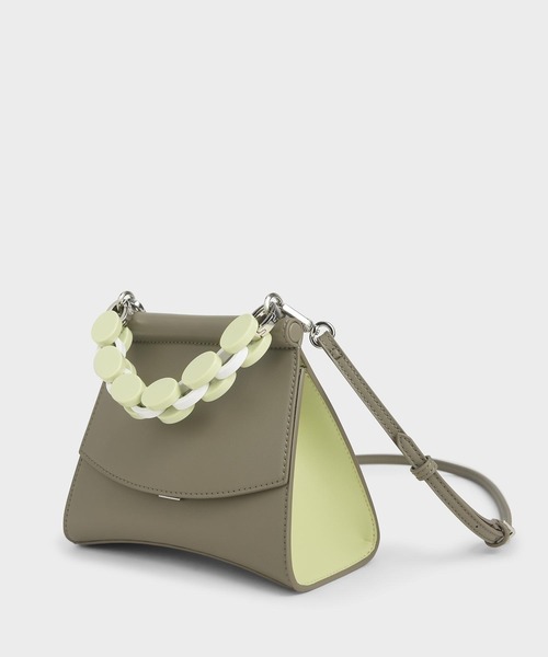 CHARLES & KEITH（チャールズ & キース）の「アクリルハンドル スカルプチャーバッグ / Acrylic Handle Sculptural Bag（ハンドバッグ・レディース・ブラック/グレー/マルチ/ブルー系その他2・S）」の11枚目の写真