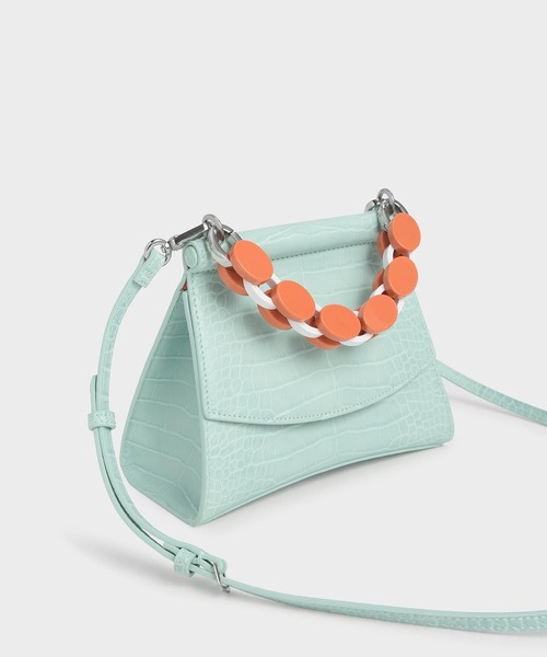 CHARLES & KEITH（チャールズ & キース）の「アクリルハンドル スカルプチャーバッグ / Acrylic Handle Sculptural Bag（ハンドバッグ・レディース・ブラック/グレー/マルチ/ブルー系その他2・S）」の16枚目の写真