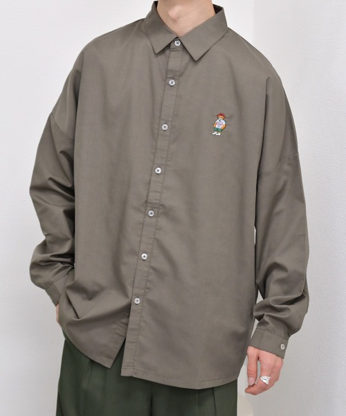 kutir（クティール）の「ワンポイントクマ刺繍シャツ（シャツ/ブラウス・メンズ・ダークブラウン/グレー/サックスブルー・MEDIUM/LARGE）」の8枚目の写真