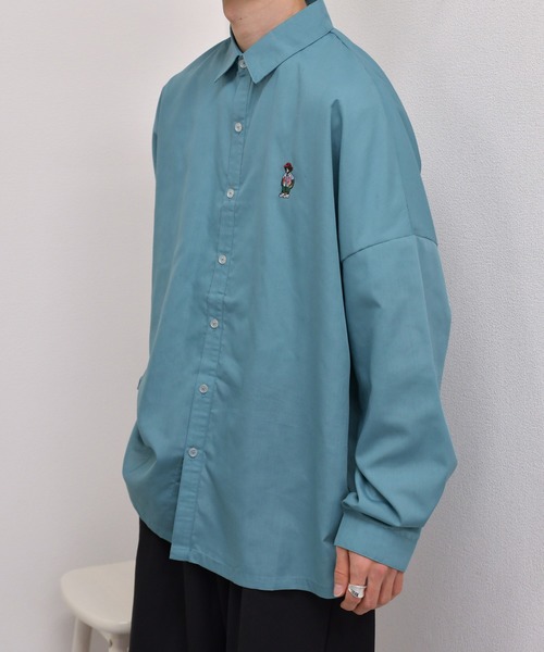 kutir（クティール）の「ワンポイントクマ刺繍シャツ（シャツ/ブラウス・メンズ・ダークブラウン/グレー/サックスブルー・MEDIUM/LARGE）」の9枚目の写真