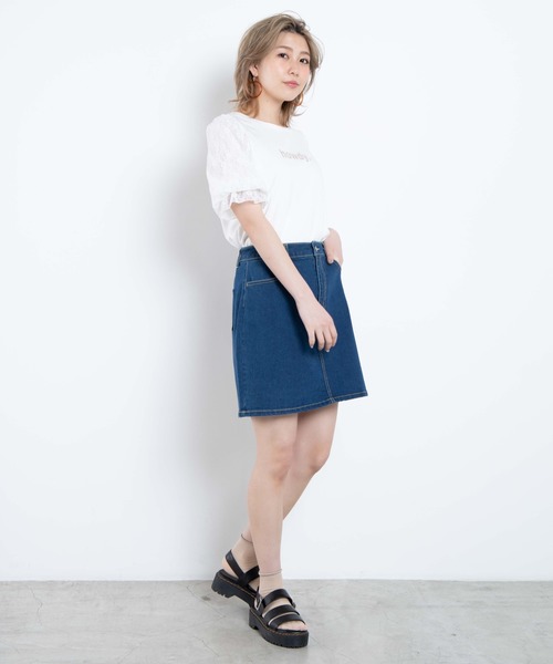 WEGO（ウィゴー）の「WEGO/シアーレースキャンディスリーブTシャツ（Tシャツ/カットソー・レディース・ホワイト/ブラック/ブルー系その他・FREE）」の8枚目の写真