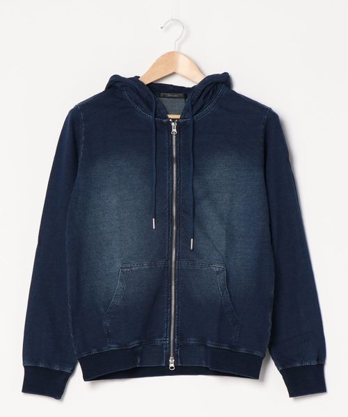 NO WAY(ノーウェイ)の「/インディゴ裏毛ZIPパーカー/(パーカー・レディース・ブルー/ネイビー・LARGE/X-LARGE/MEDIUM)」の2枚目の写真