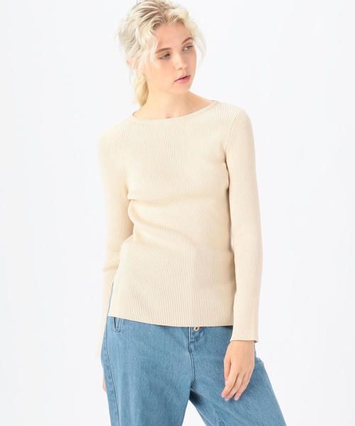 TOMORROWLAND （トゥモローランド）の「コットンリブ ボートネックプルオーバー（ニット/セーター・レディース・ネイビー/レッド/サックスブルー/ライトベージュ/ブルー系その他4・S）」の2枚目の写真