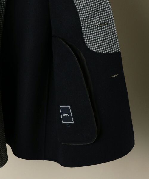 SHIPS（シップス）の「SD: ダブルフェイス ハウンドトゥースチェック カーコート（ステンカラーコート・メンズ・チャコールグレー・SMALL/MEDIUM/LARGE/X-LARGE）」の7枚目の写真