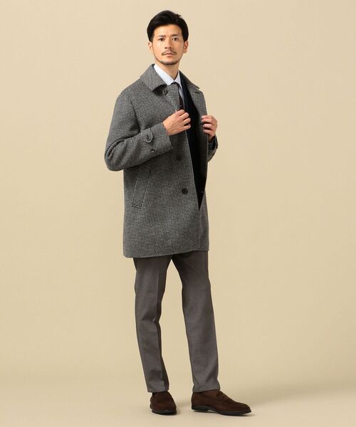 SHIPS（シップス）の「SD: ダブルフェイス ハウンドトゥースチェック カーコート（ステンカラーコート・メンズ・チャコールグレー・SMALL/MEDIUM/LARGE/X-LARGE）」の15枚目の写真