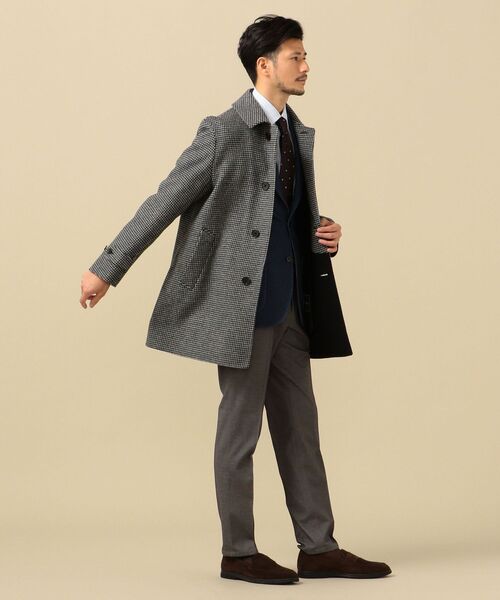 SHIPS（シップス）の「SD: ダブルフェイス ハウンドトゥースチェック カーコート（ステンカラーコート・メンズ・チャコールグレー・SMALL/MEDIUM/LARGE/X-LARGE）」の18枚目の写真