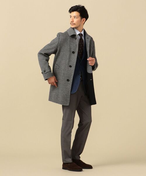 SHIPS（シップス）の「SD: ダブルフェイス ハウンドトゥースチェック カーコート（ステンカラーコート・メンズ・チャコールグレー・SMALL/MEDIUM/LARGE/X-LARGE）」の19枚目の写真