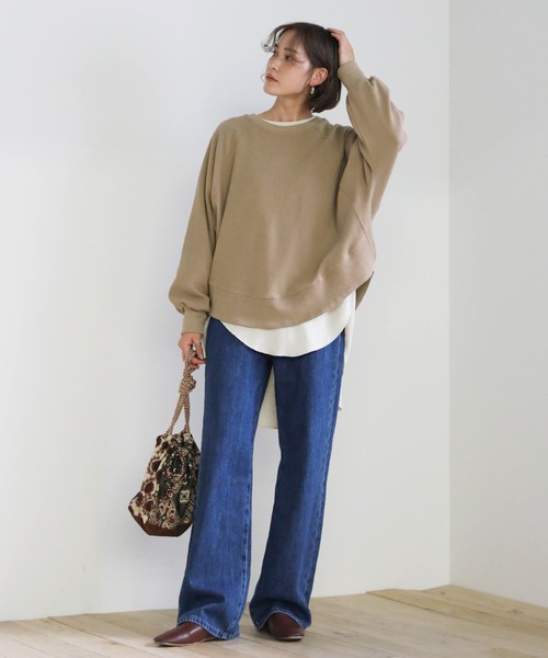 select MOCA(セレクトモカ)の「2020 A/W ラグランドルマンスリーブプルオーバー/レイヤードプルオーバー/ラウンドネックプルオーバー(Tシャツ/カットソー・レディース・テラコッタ/オフホワイト/ベージュ/ブラック・FREE)」の6枚目の写真