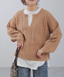キーネックケーブルニットプルオーバー【ZOZOTOWN限定商品】