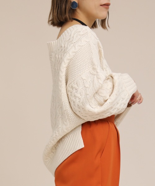 ap retro(アプレトロ)の「キーネックケーブルニットプルオーバー【ZOZOTOWN限定商品】(ニット/セーター・レディース・オフホワイト/ブラック/ダークグリーン/ブラウン/ベージュ/グレイッシュベージュ/ダークオレンジ・FREE)」の20枚目の写真