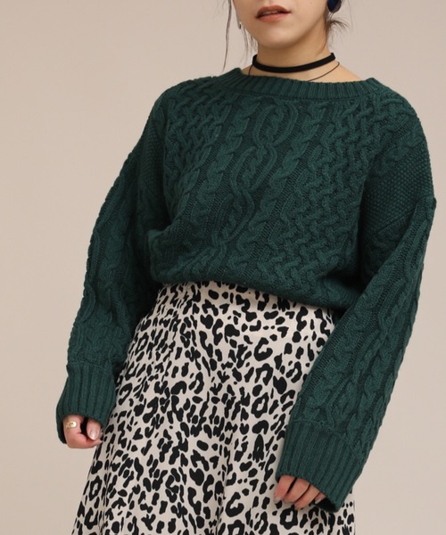 ap retro(アプレトロ)の「キーネックケーブルニットプルオーバー【ZOZOTOWN限定商品】(ニット/セーター・レディース・オフホワイト/ブラック/ダークグリーン/ブラウン/ベージュ/グレイッシュベージュ/ダークオレンジ・FREE)」の13枚目の写真