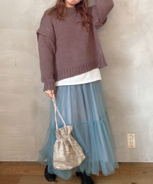 archives（アルシーヴ）の「バックリボンざっくりニット（ニット/セーター・レディース・ブラック/アイボリー/グレイッシュベージュ・MEDIUM）」の9枚目の写真