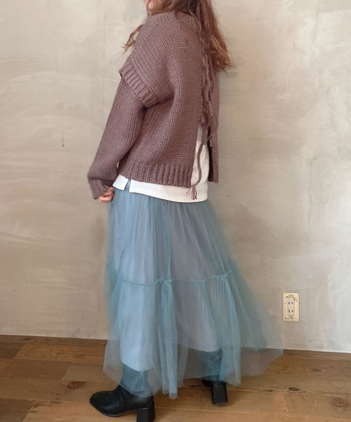 archives（アルシーヴ）の「バックリボンざっくりニット（ニット/セーター・レディース・ブラック/アイボリー/グレイッシュベージュ・MEDIUM）」の10枚目の写真