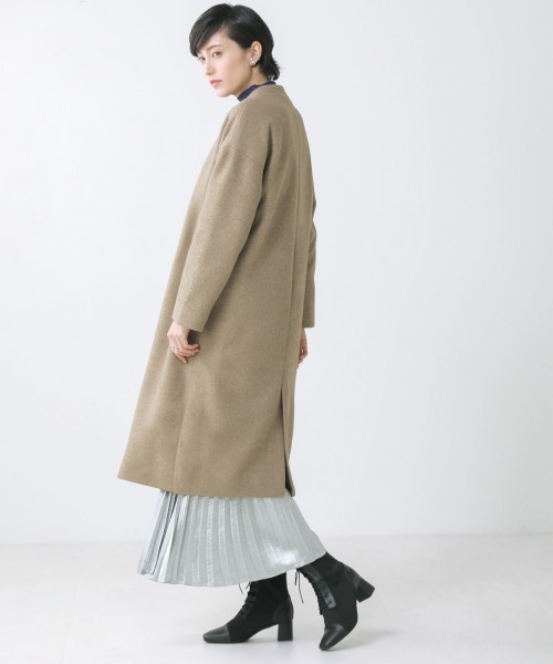 Bou Jeloud（ブージュルード）の「フェイクスライバーノーカラーコート（ノーカラーコート・レディース・チャコールグレー/ベージュ/モカ・FREE）」の6枚目の写真