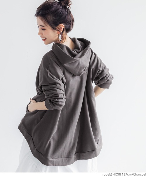 coca（coca）（コカ）の「バックフレアパーカー（パーカー・レディース・グレー/チャコールグレー・ONE SIZE）」の9枚目の写真