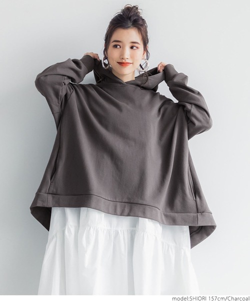 coca（coca）（コカ）の「バックフレアパーカー（パーカー・レディース・グレー/チャコールグレー・ONE SIZE）」の10枚目の写真