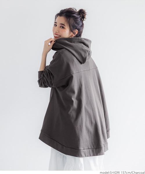 coca（coca）（コカ）の「バックフレアパーカー（パーカー・レディース・グレー/チャコールグレー・ONE SIZE）」の11枚目の写真