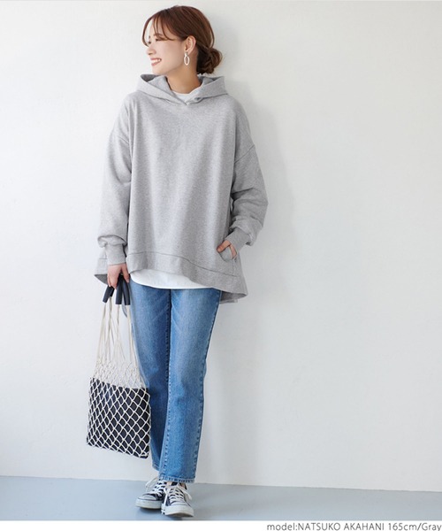 coca（coca）（コカ）の「バックフレアパーカー（パーカー・レディース・グレー/チャコールグレー・ONE SIZE）」の12枚目の写真