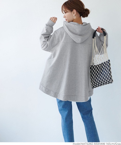 coca（coca）（コカ）の「バックフレアパーカー（パーカー・レディース・グレー/チャコールグレー・ONE SIZE）」の14枚目の写真