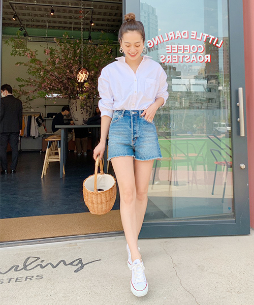 【関税込み】VETEMENTS ブルー フェード デニムショートパンツ カットオフデニムショートパンツ | c h é m e