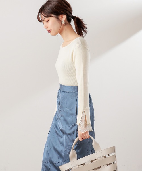 natural couture(ナチュラルクチュール)の「【WEB限定カラー有り】前後2WAY袖口レースニット(ニット/セーター・レディース・ブラック/アイボリー/ミント/ラベンダー/その他1/その他2/ライトベージュ・FREE)」の12枚目の写真