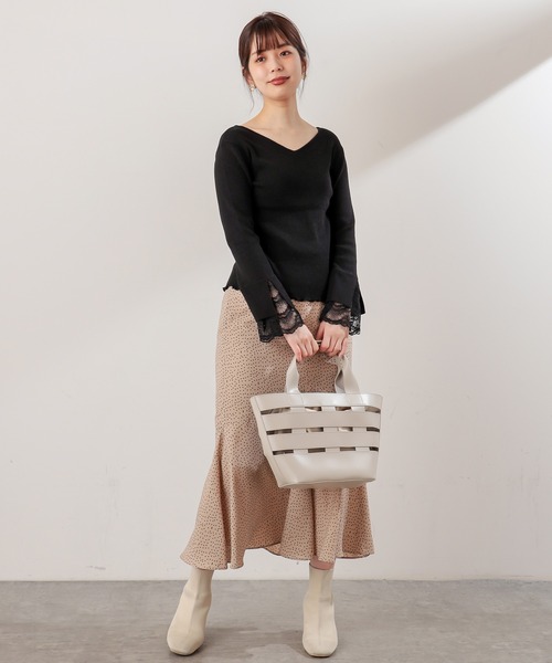 natural couture(ナチュラルクチュール)の「【WEB限定カラー有り】前後2WAY袖口レースニット(ニット/セーター・レディース・ブラック/アイボリー/ミント/ラベンダー/その他1/その他2/ライトベージュ・FREE)」の13枚目の写真
