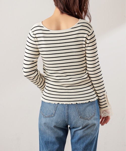 natural couture(ナチュラルクチュール)の「【WEB限定カラー有り】前後2WAY袖口レースニット(ニット/セーター・レディース・ブラック/アイボリー/ミント/ラベンダー/その他1/その他2/ライトベージュ・FREE)」の19枚目の写真