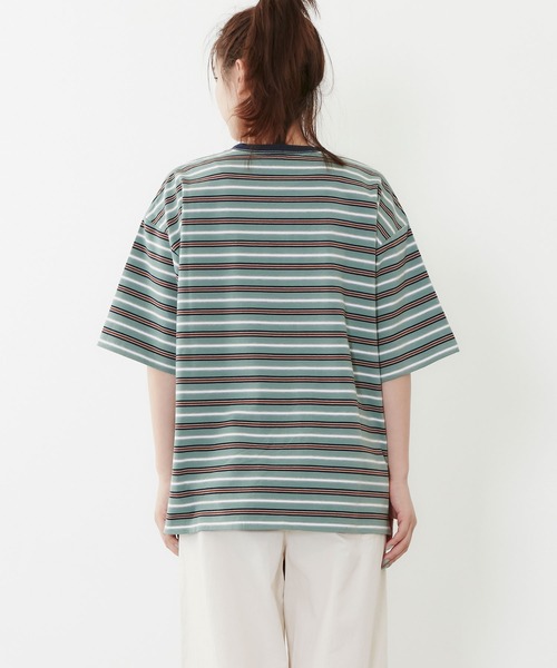 POU DOU DOU（プードゥドゥ）の「マルチボーダー オーバーサイズ Tee（Tシャツ/カットソー・レディース・ブルー/オフホワイト/ミント・3）」の19枚目の写真