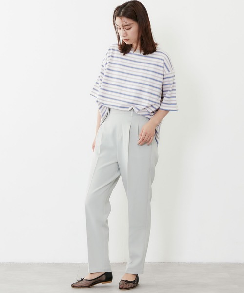 POU DOU DOU（プードゥドゥ）の「マルチボーダー オーバーサイズ Tee（Tシャツ/カットソー・レディース・ブルー/オフホワイト/ミント・3）」の22枚目の写真