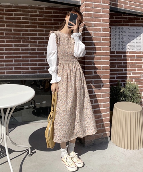 Jewelobe ジュエローブ の 重ね着風シャーリングワンピース ワンピース Wear