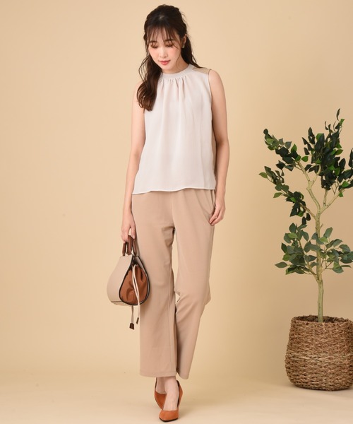 INTERPLANET（インタープラネット）の「オニカノコ前後異素材切替プルオーバー（Tシャツ/カットソー・レディース・ベージュ/グレイッシュベージュ/ネイビー・FREE）」の21枚目の写真