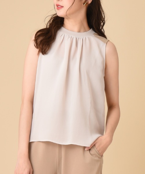 INTERPLANET（インタープラネット）の「オニカノコ前後異素材切替プルオーバー（Tシャツ/カットソー・レディース・ベージュ/グレイッシュベージュ/ネイビー・FREE）」の16枚目の写真