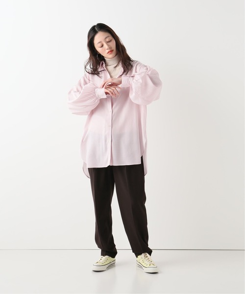 JOINT WORKS（ジョイントワークス）の「J-キュプラストライプシャツ（シャツ/ブラウス・レディース・ベージュ/ピンク/サックスブルー・FREE）」の10枚目の写真