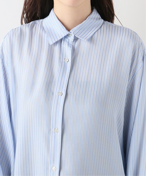 JOINT WORKS（ジョイントワークス）の「J-キュプラストライプシャツ（シャツ/ブラウス・レディース・ベージュ/ピンク/サックスブルー・FREE）」の4枚目の写真