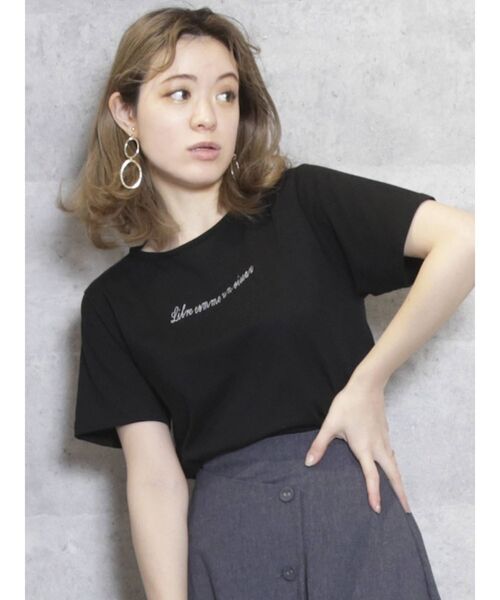 dazzlin（ダズリン）の「サイドプチポイントTシャツ（Tシャツ/カットソー・レディース・ブラック/オフホワイト/ブルー・FREE）」の3枚目の写真